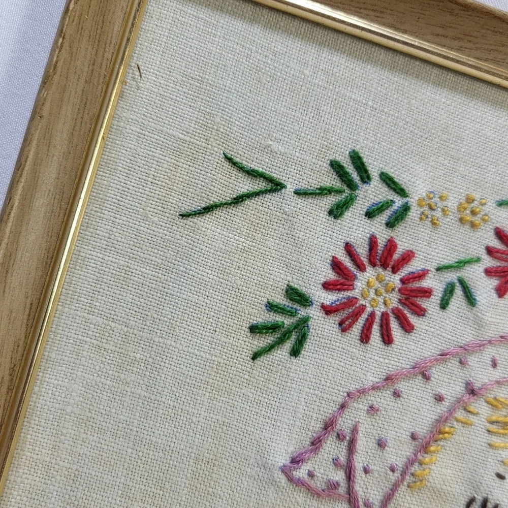 Now I Lay Me Down to Sleep Set Framed Embroidered Boy Girl Vintage Nursery Decor